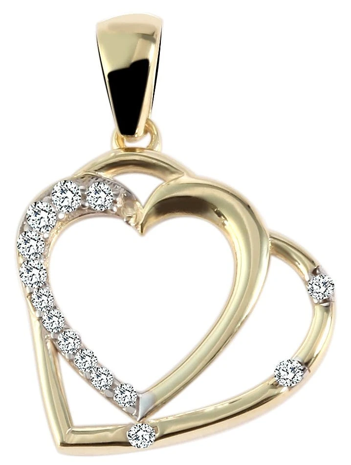 Colgante corazón en oro 8k con circonitas