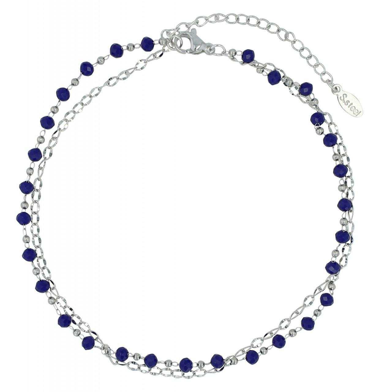 Pack of 4 stainless steel silver bracelets with blue stones