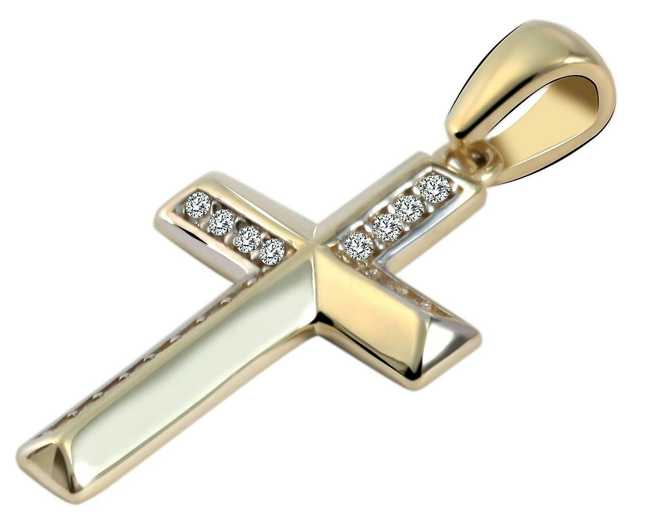 Colgante cruz en oro con circonitas