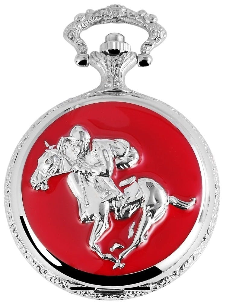 Pocket analog watch with metal case and mineral glass