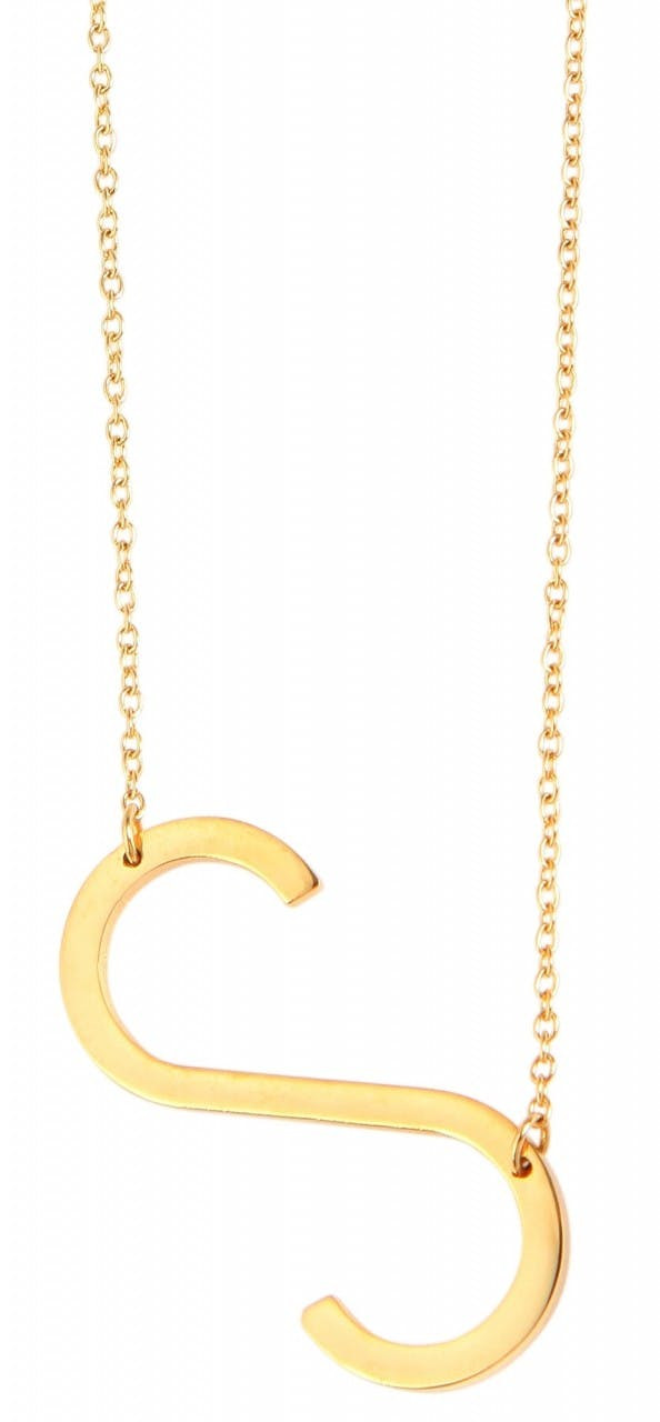 Collar Aurelija en acero inoxidable dorado con colgante de letra
