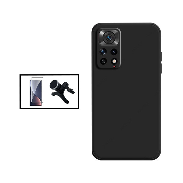 Kit: Tempered Glass Full Cover 5D, Liquid Silicone Case and Magnetic Car Mount