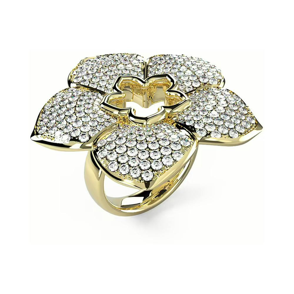 Anillo de acero inoxidable dorado con piedras
