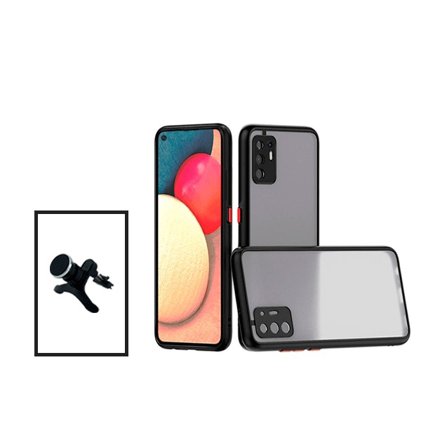 Funda translúcida antiimpactos para Oppo Reno5 Z con soporte magnético de coche