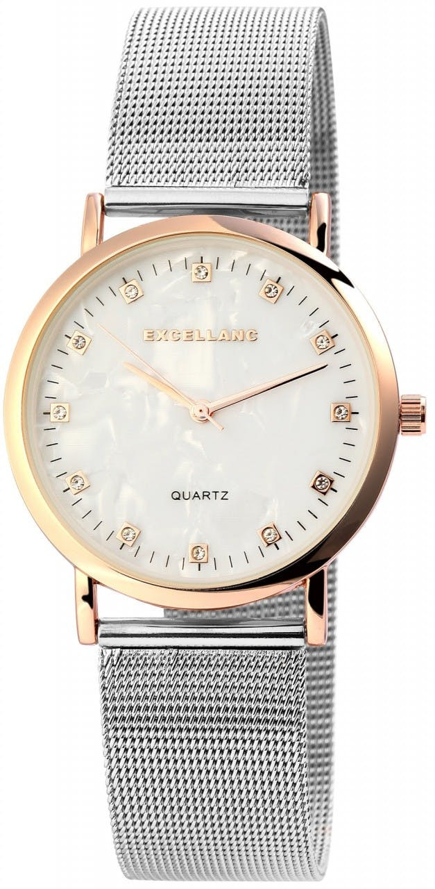 Reloj analógico femenino de acero inoxidable con esfera de cristal