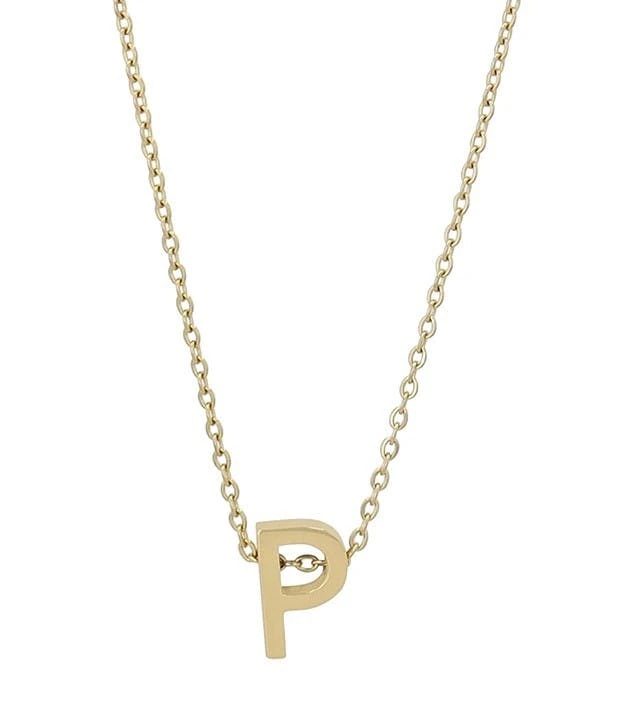 Letter P stainless steel gold-tone necklace, 45+5 cm chain