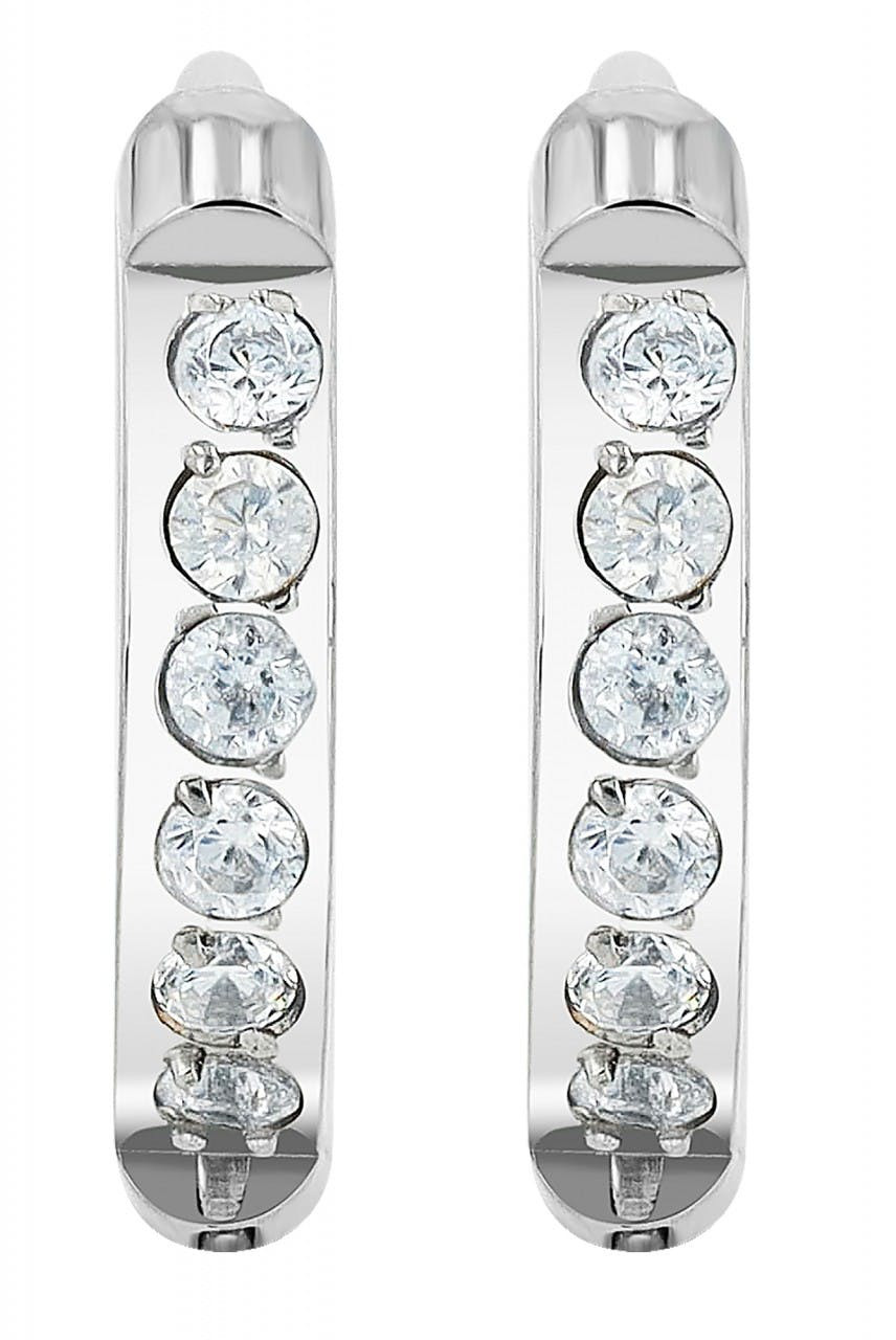 "Una" titanium hoop earrings silver with sparkling stones