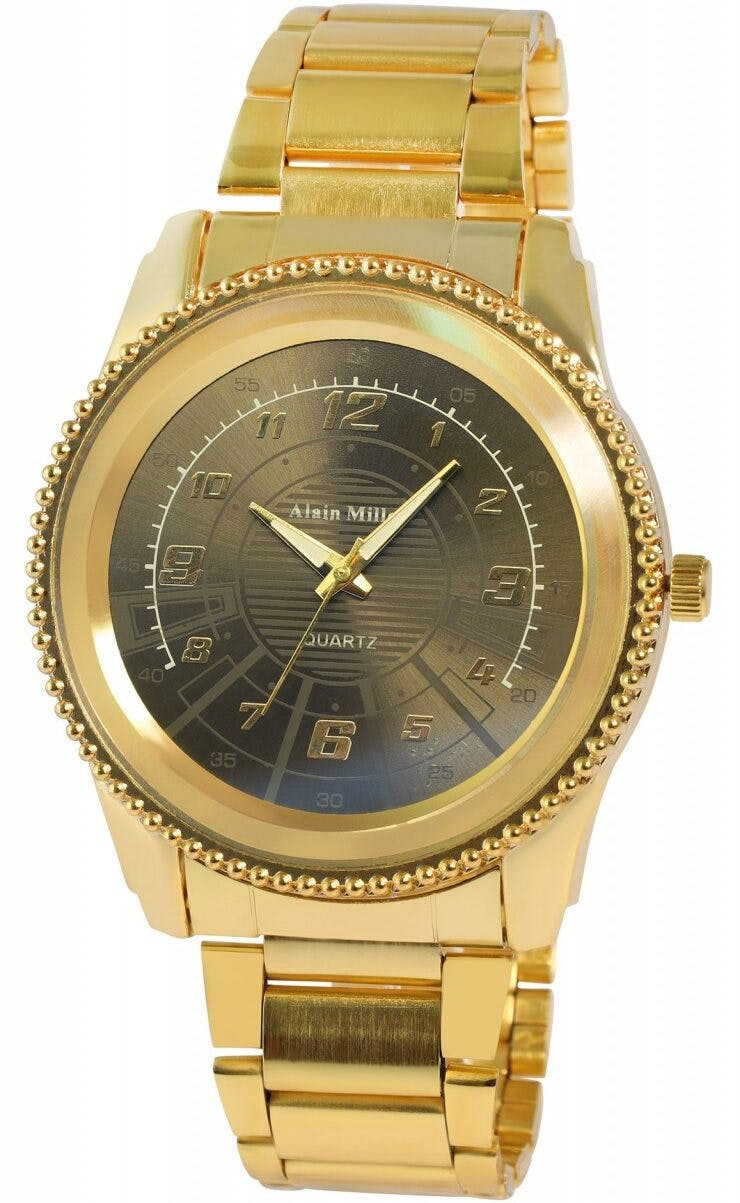 Reloj de hombre con pulsera de acero inoxidable y esfera negra