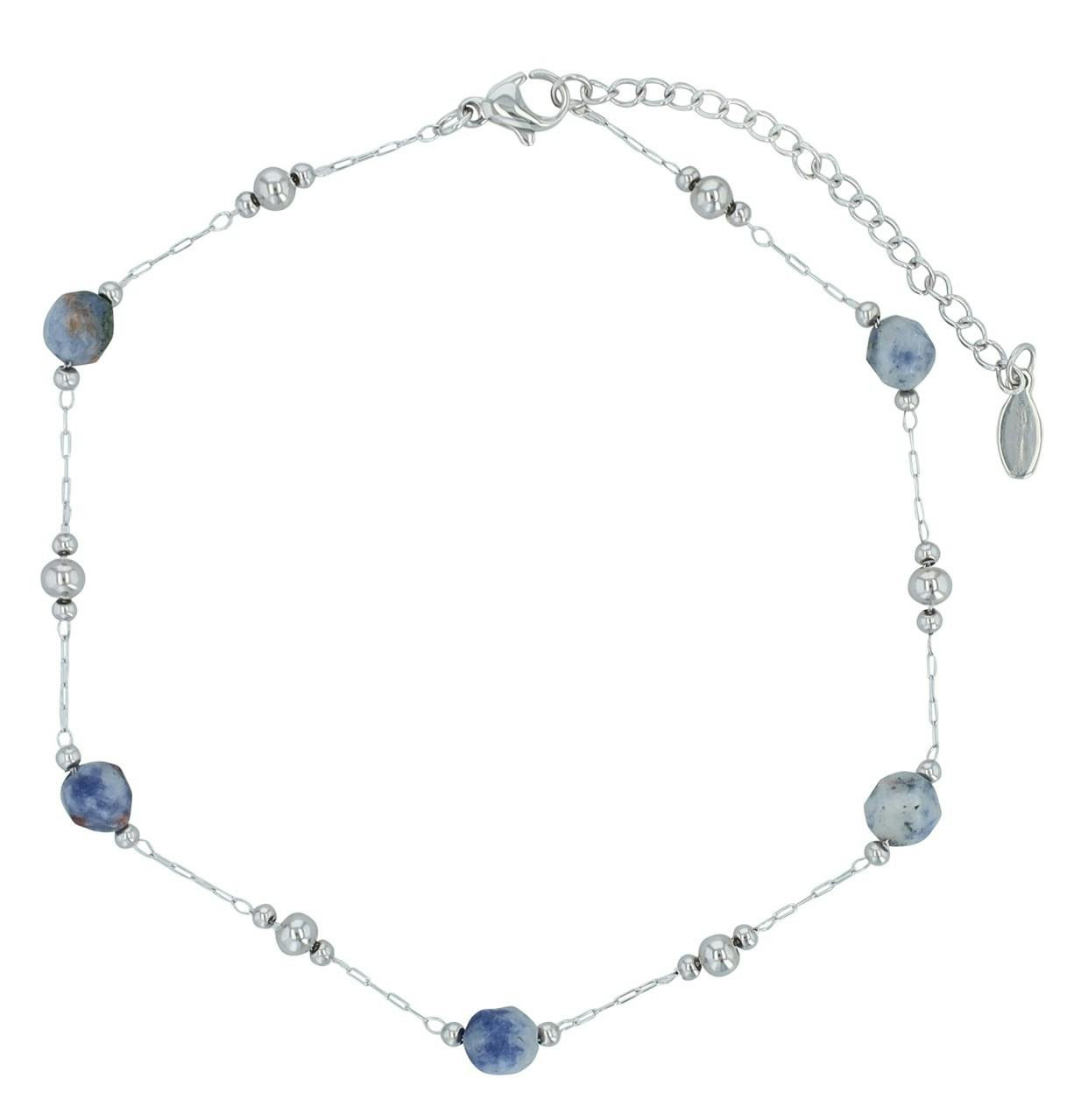 Pack de 4 pulseras de acero inoxidable plateadas con piedras naturales