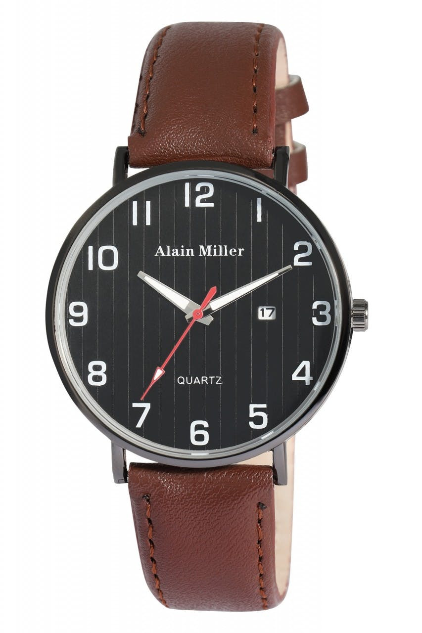 Reloj de hombre con correa de piel sintética