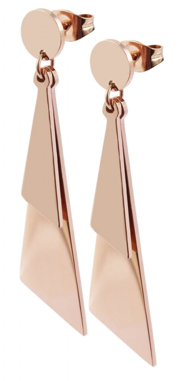 Pendientes de acero inoxidable rosa dorado