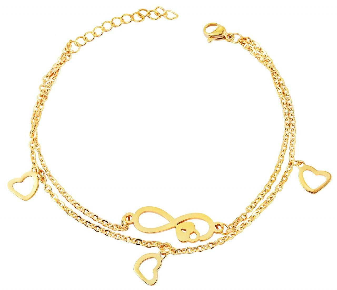 Pulsera de acero inoxidable con símbolo de infinito y corazones