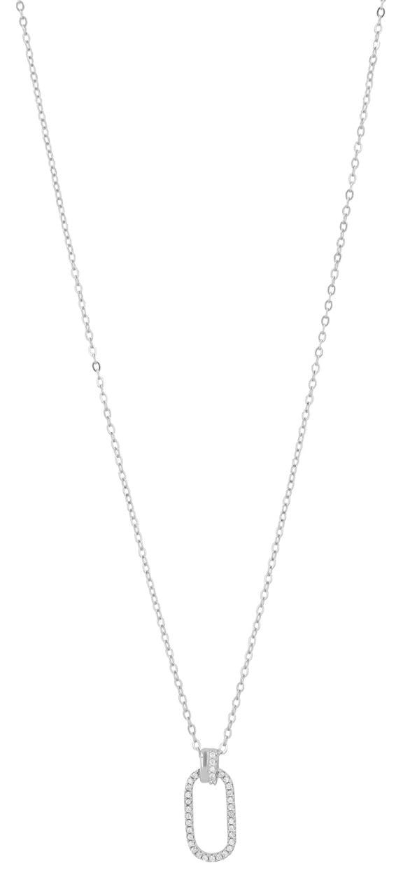 Collar Solomia con colgante ovalado en plata de ley 925 bañado en rodio con circonitas