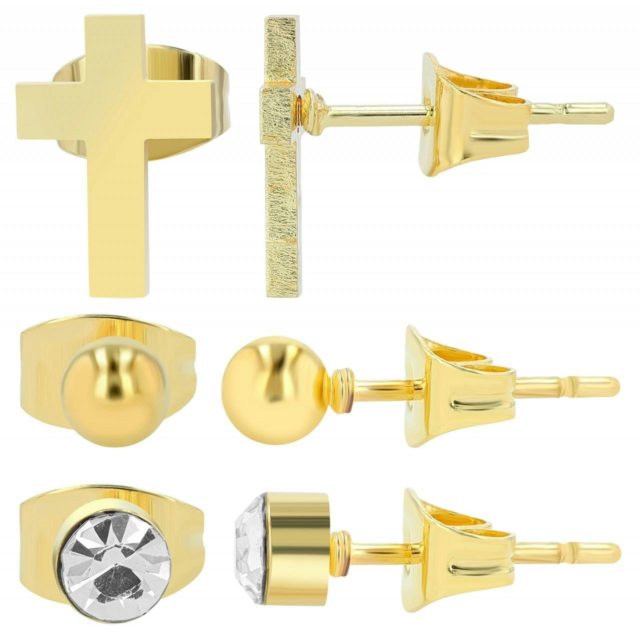 Conjunto 3 pares pendientes dorados