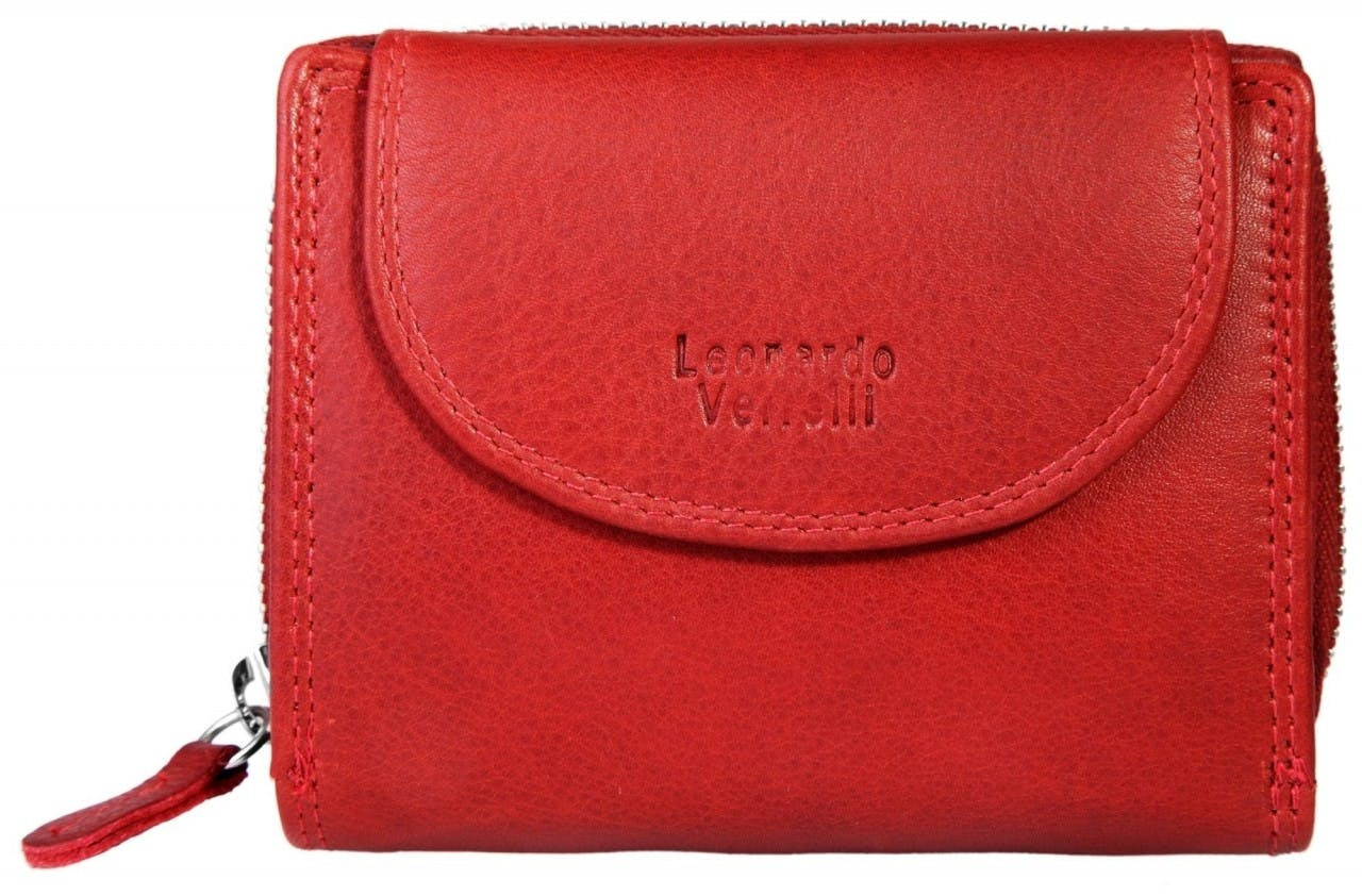 Cartera de cuero para mujer con protección RFID