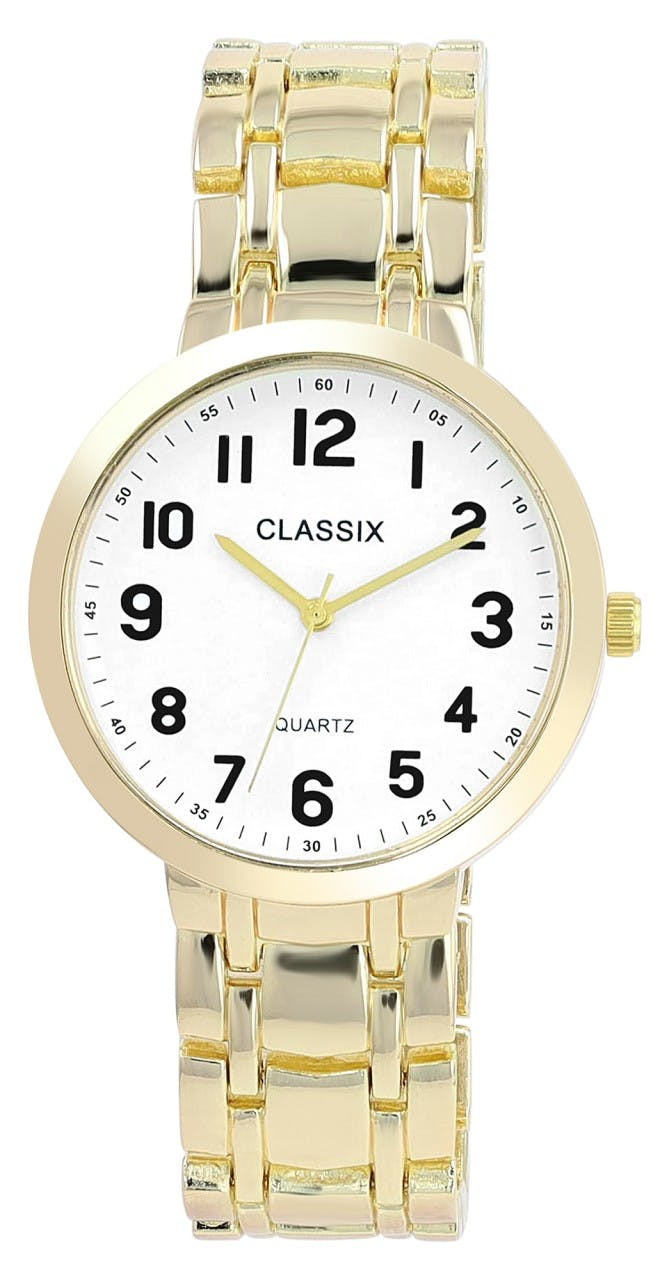 Reloj de hombre con pulsera metálica dorada y caja de 40 mm
