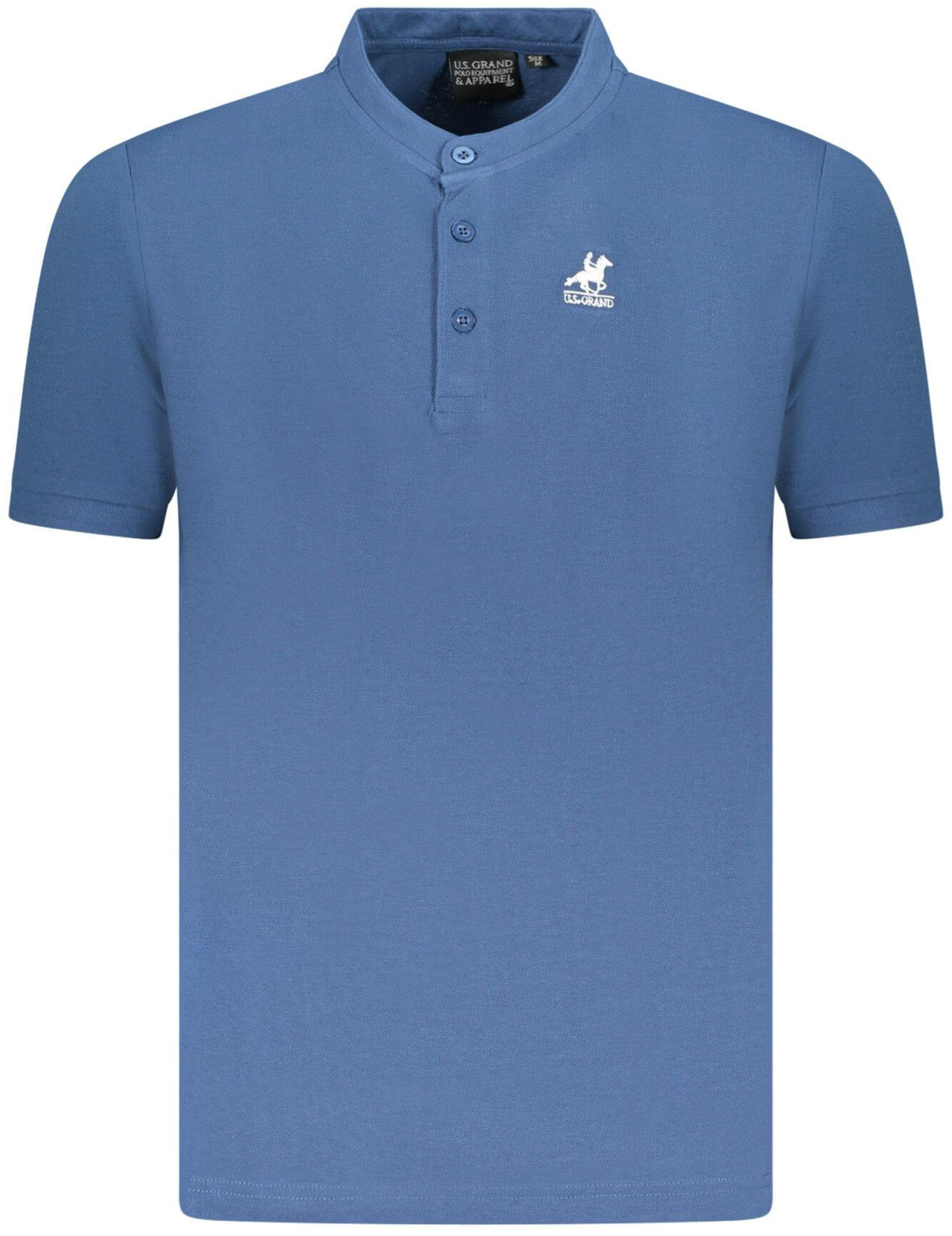 Short-sleeve polo with mandarin collar 100% cotton blue