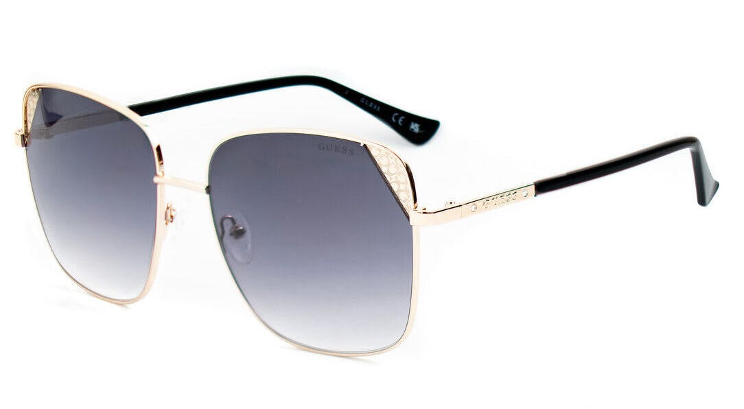 Women's metal sunglasses with polycarbonate grey lenses and gold frame