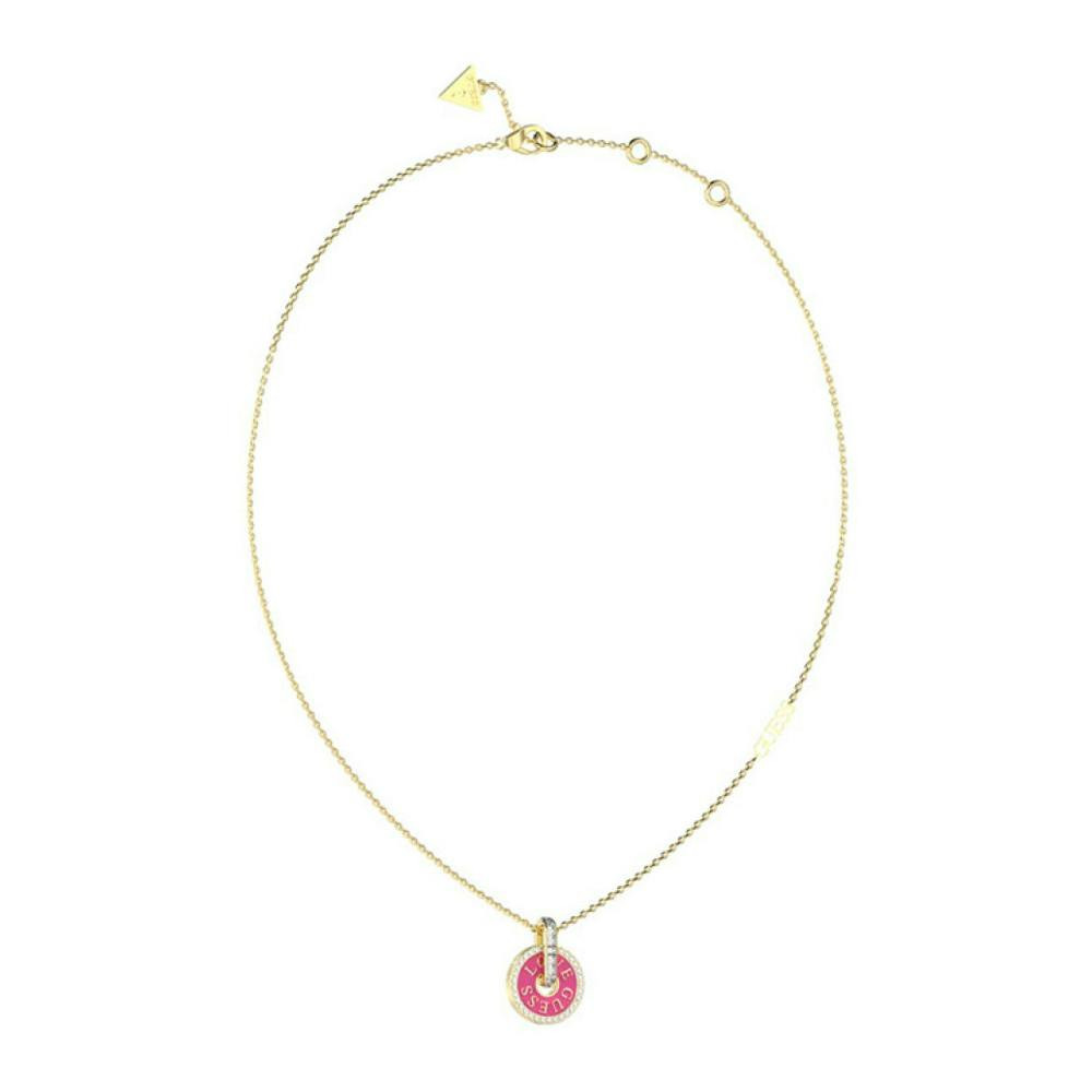 Stainless steel gold-coloured necklace with pendant and stones
