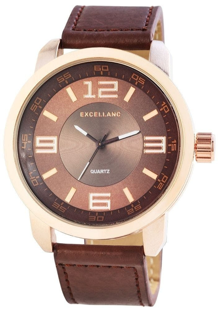Reloj de hombre con correa de piel sintética marrón