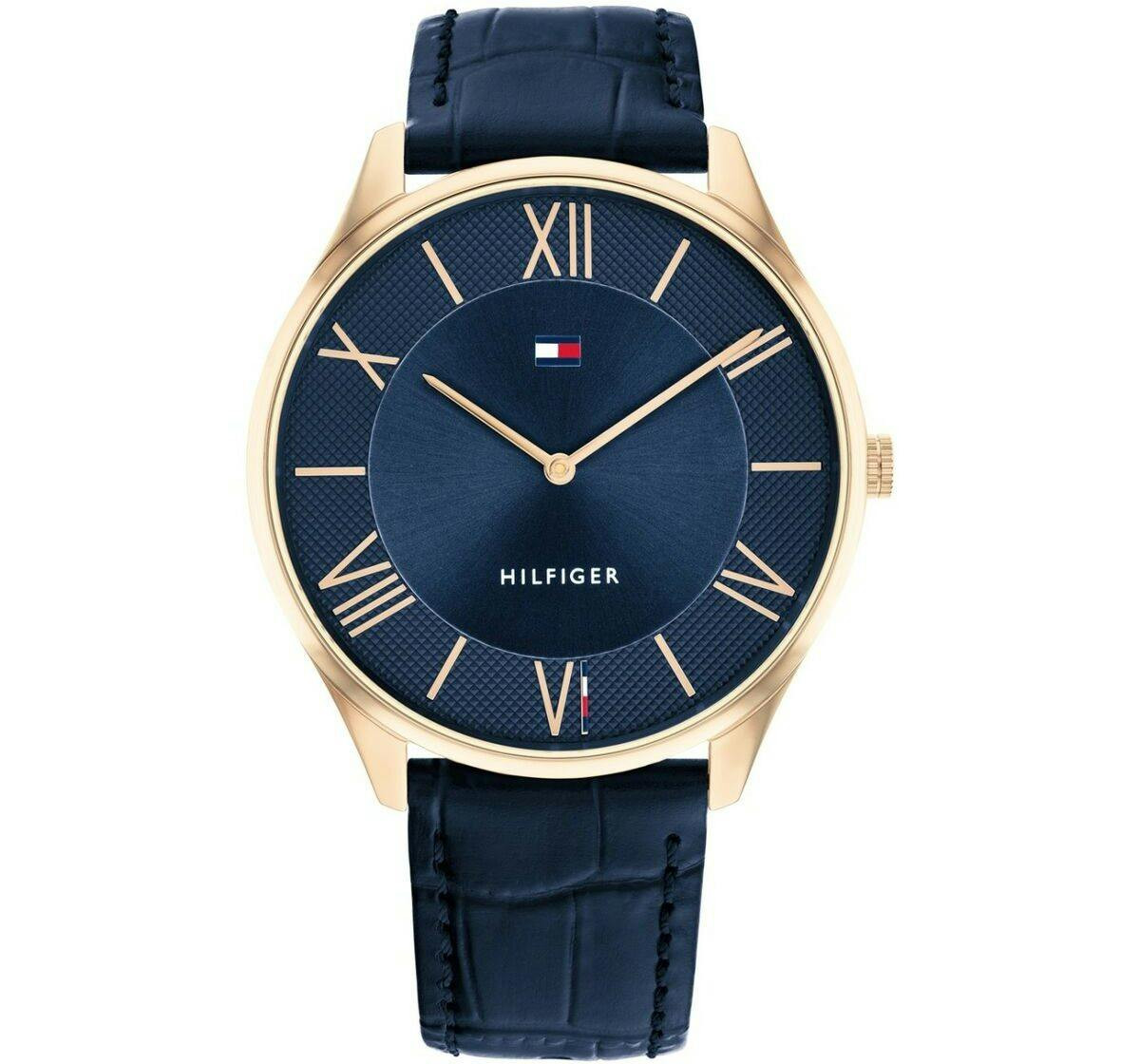 Reloj de pulsera Tommy Hilfiger con esfera azul y caja de acero inoxidable