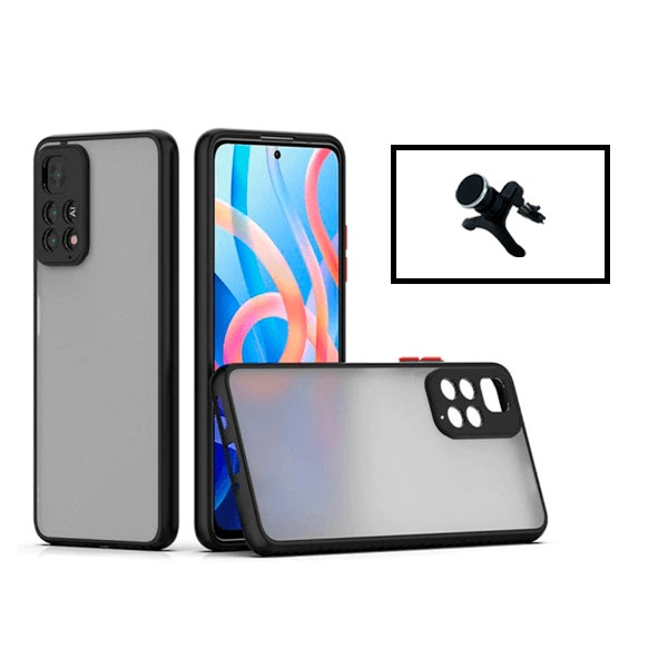 Funda Antigolpes Translúcida y Soporte Magnético para Redmi Note 11 Pro 5G - Negro
