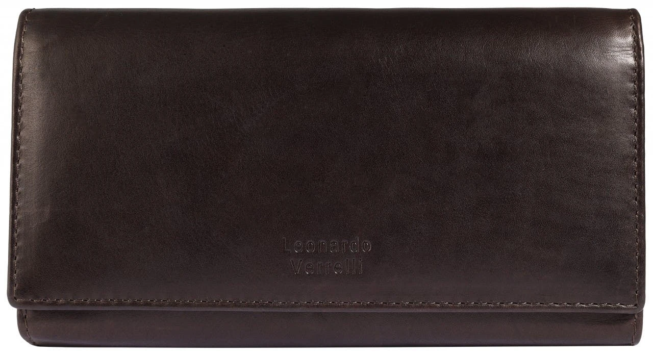 Genuine leather brown wallet with RFID protection