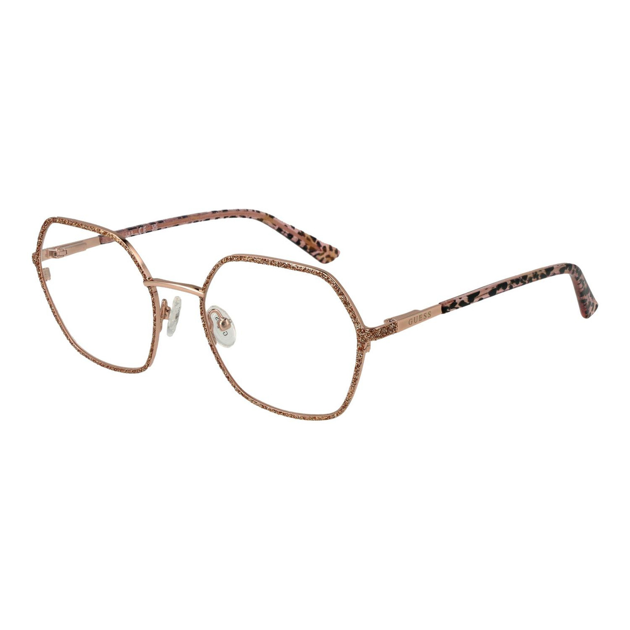 Armazón óptico metálico cuadrado GUESS oro rosa