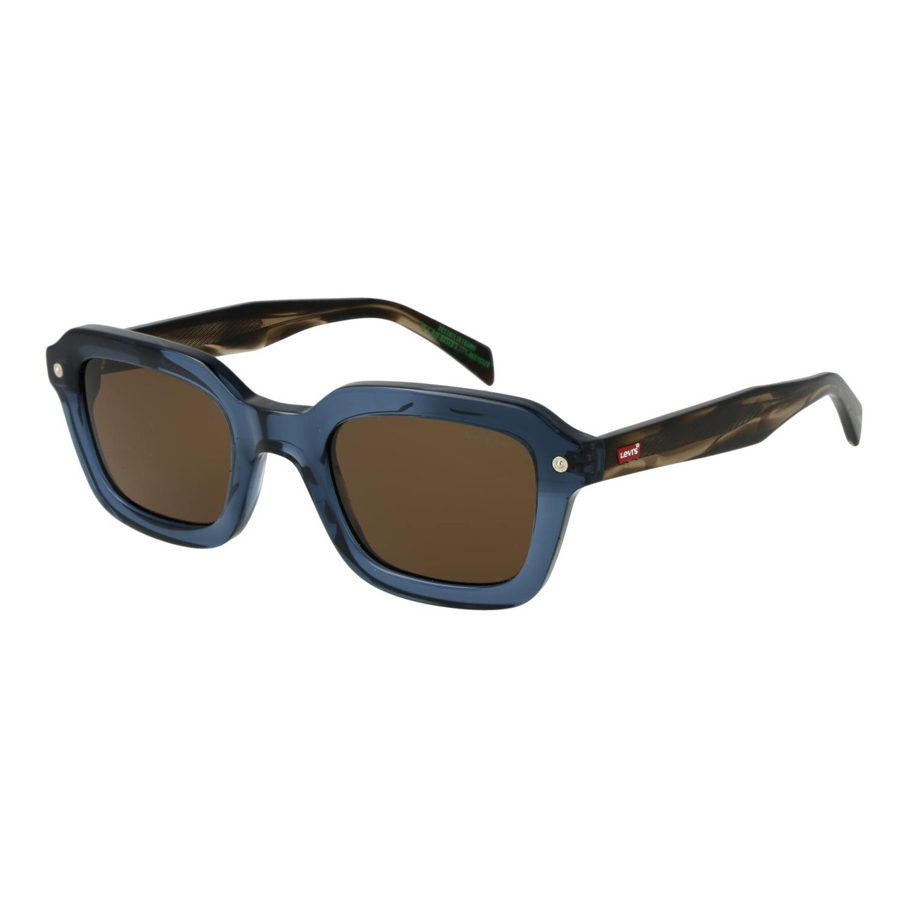 Gafas de sol rectangulares de acetato azul con lentes marrones
