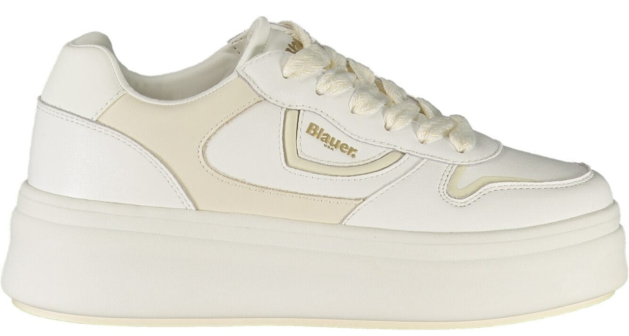 Women's leather and polyurethane sneakers white and beige
