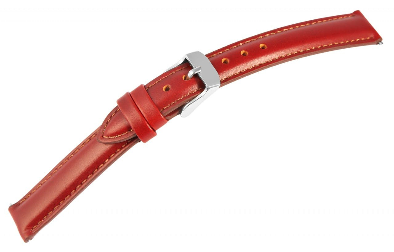 Genuine red leather watch strap 16mm
