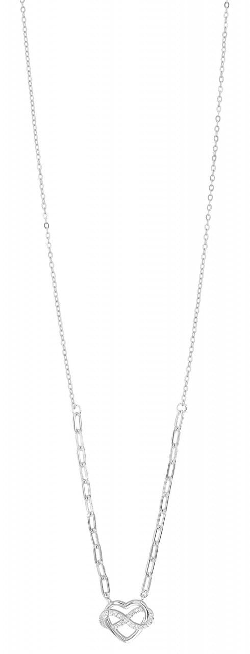 Collar con colgante de corazón en plata de ley 925 bañado en rodio con circonitas