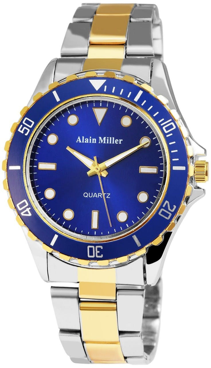 Reloj de hombre con brazalete de acero inoxidable, caja 44 mm
