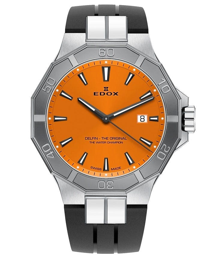 EDOX Delfin The Original reloj caja acero correa caucho
