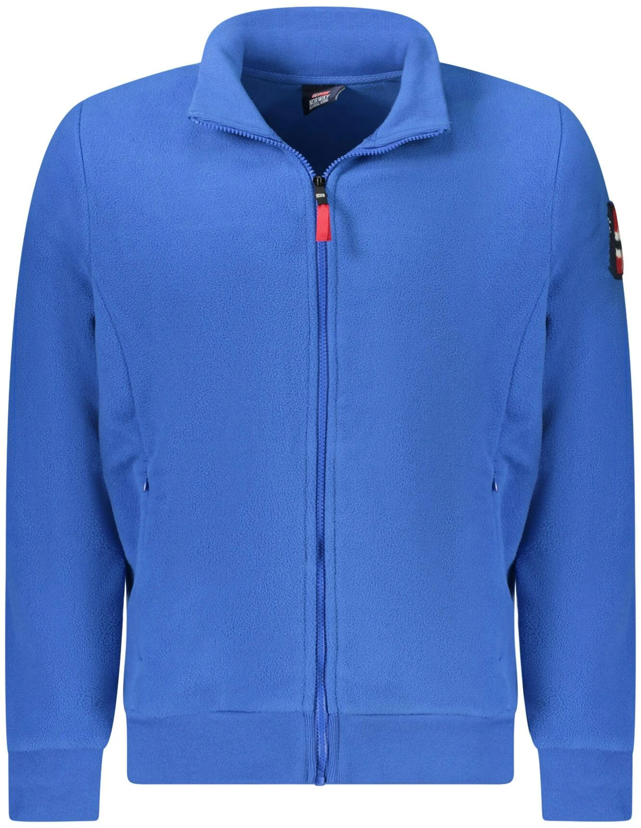 Chaqueta con cremallera y bordado en poliéster azul