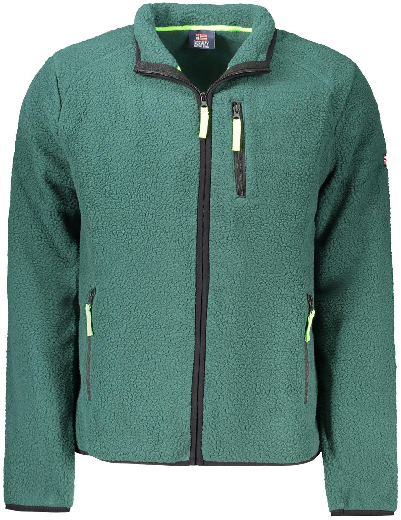 Sports jacket 100% polyester with zip green