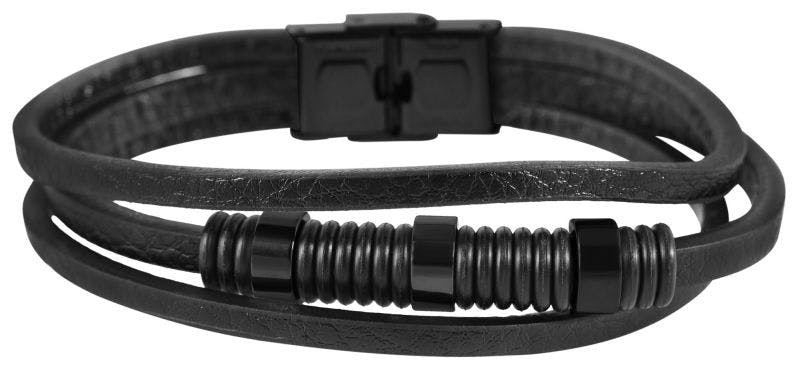 Pulsera Thabor de piel genuina negra