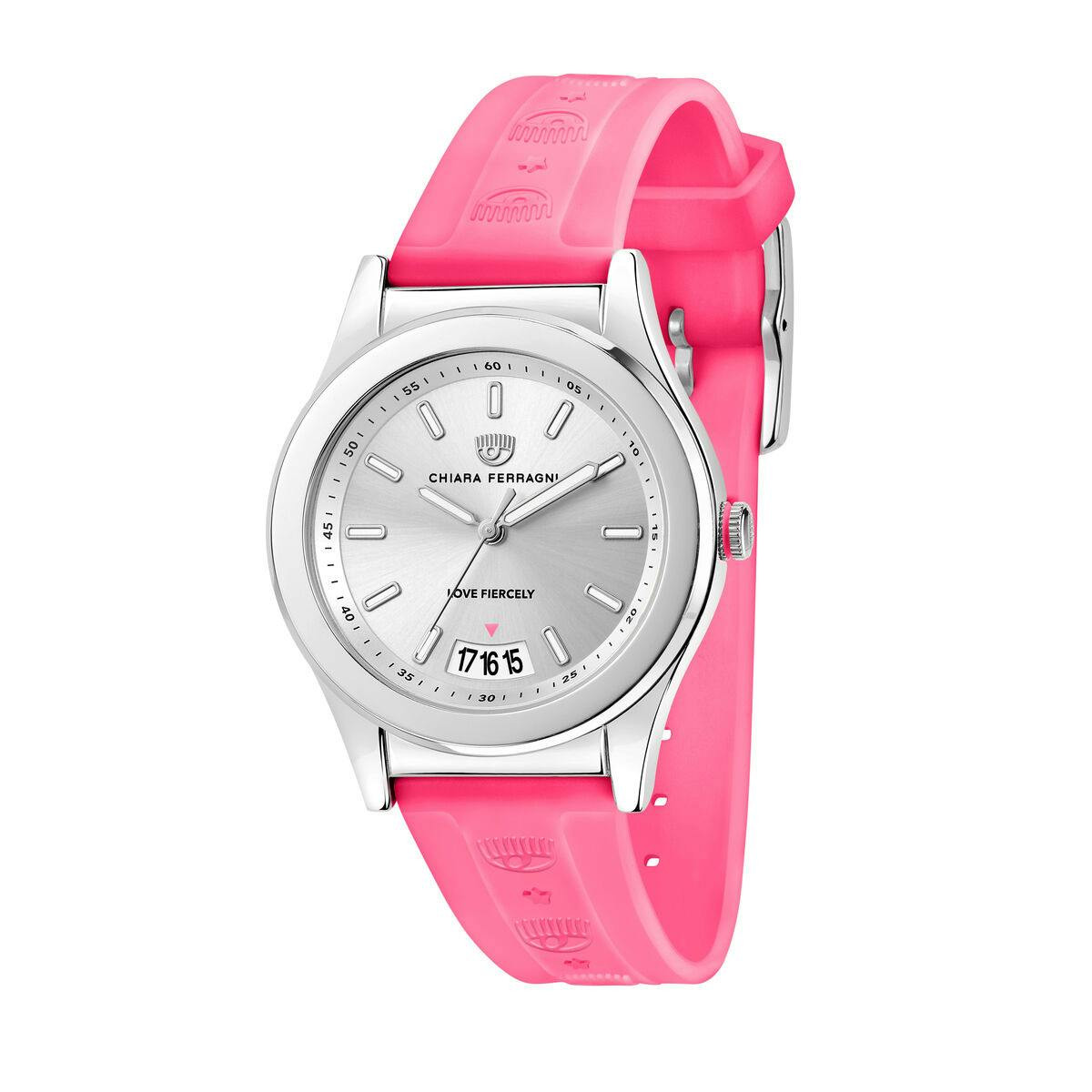 Reloj de pulsera femenino Chiara Ferragni en acero con correa rosa