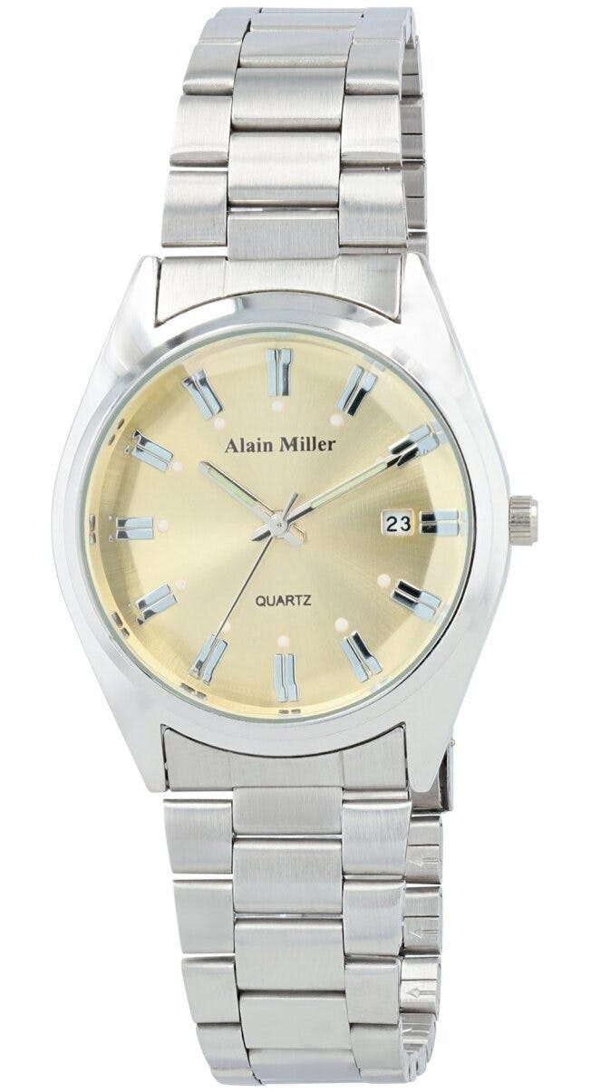 Reloj de hombre con brazalete de acero inoxidable e indicación de fecha