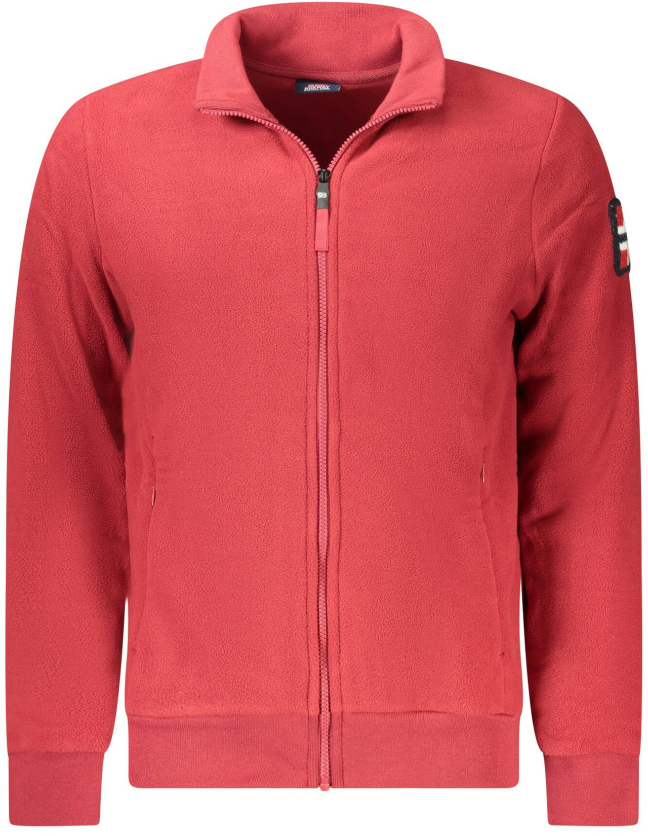 Chaqueta con cremallera y bordado, 100% poliéster, rojo