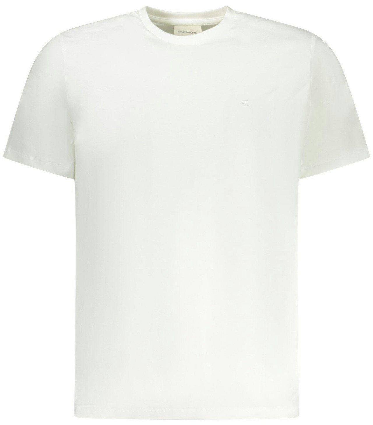 Camiseta básica de algodón con cuello redondo y bordado discreto