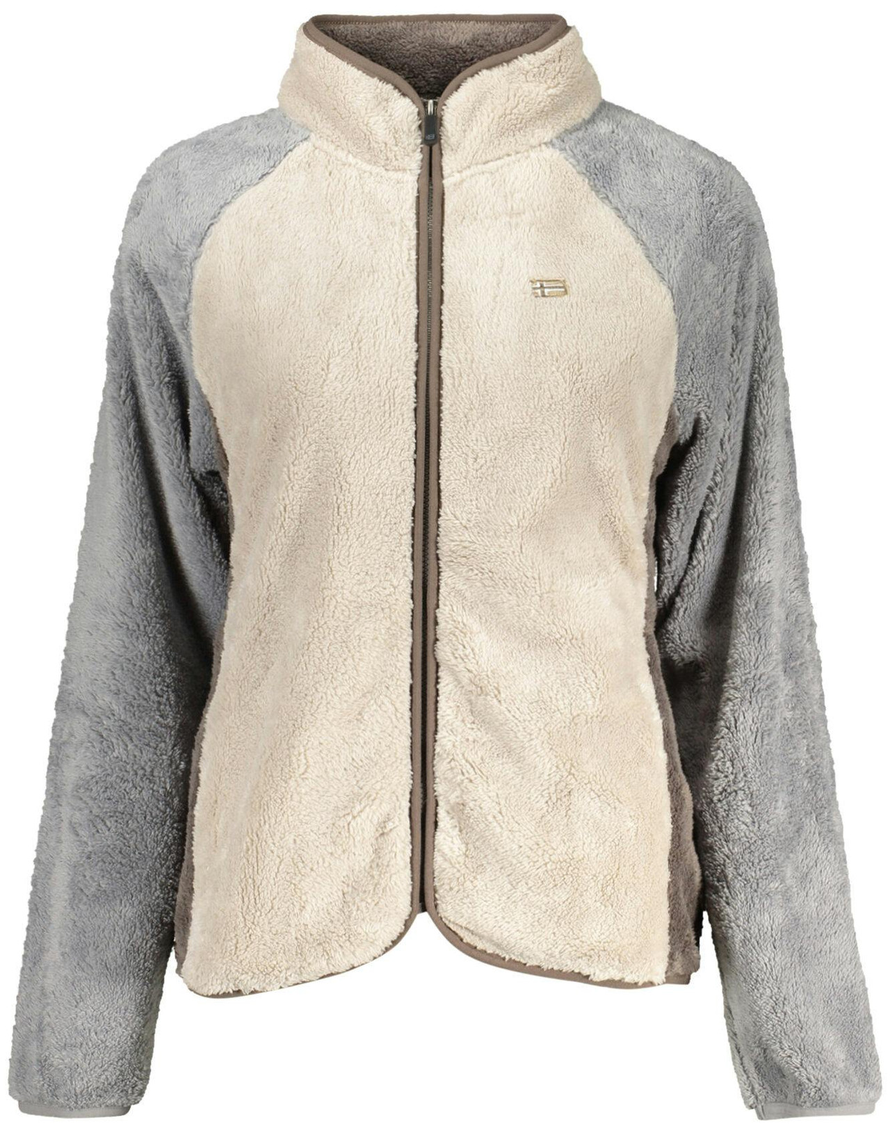 Abrigo overshirt beige en poliéster con cremallera y bolsillos
