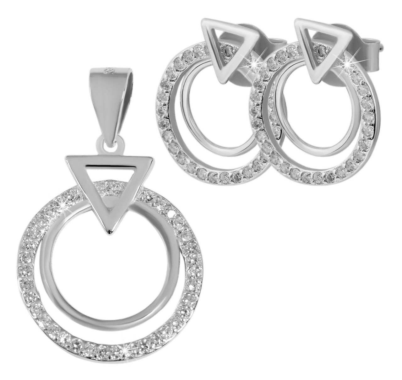 Conjunto colgante y pendientes Rahel en plata 925 bañada en rodio con circonitas