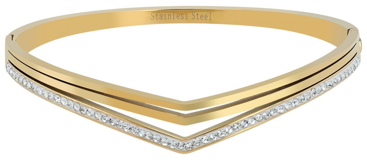 Stainless steel bracelet with artificial pearls, gold finish