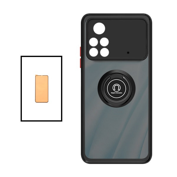 Funda antichoques con protección de cámara y CeramicGlass para Xiaomi Poco X4 Pro 5G - Negro