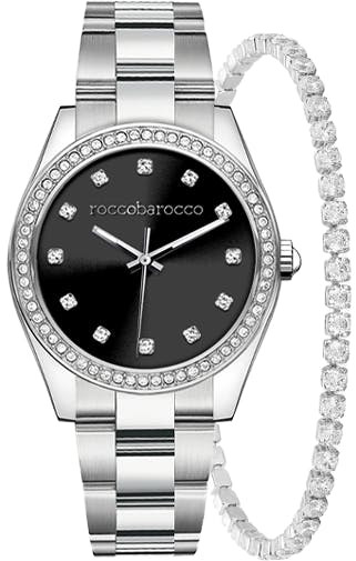 Conjunto reloj Honey en acero bañado con piedras