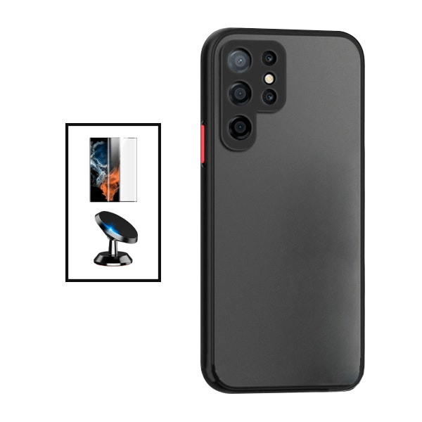 Funda antichoque translúcida con protector curvo y soporte magnético para Samsung Galaxy S22 Ultra 5G