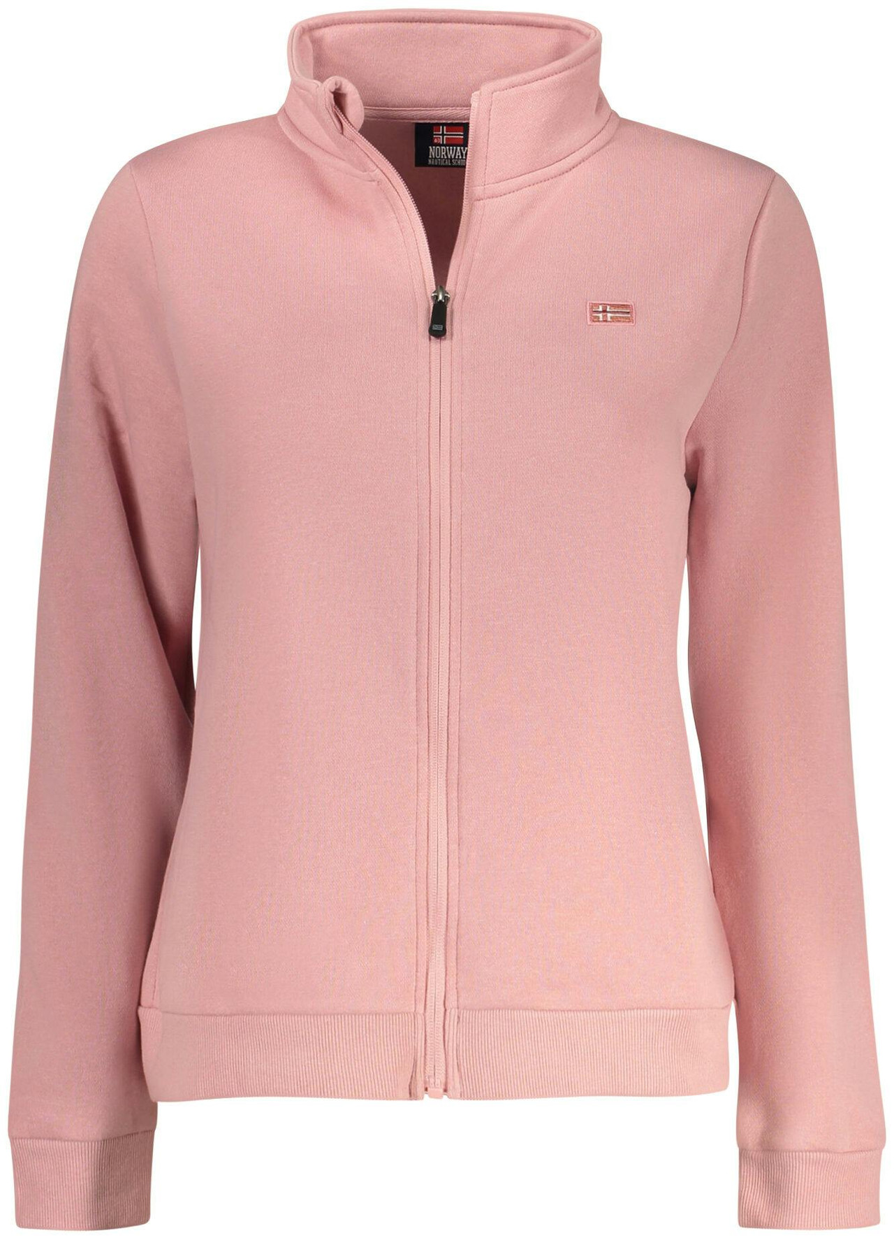 Women's zip-up sweater in cotton-polyester pink