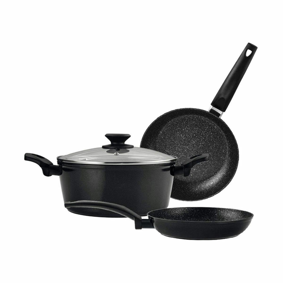 Cookware set in forged aluminium with non-stick coating (pot 24 cm + 2 pans)