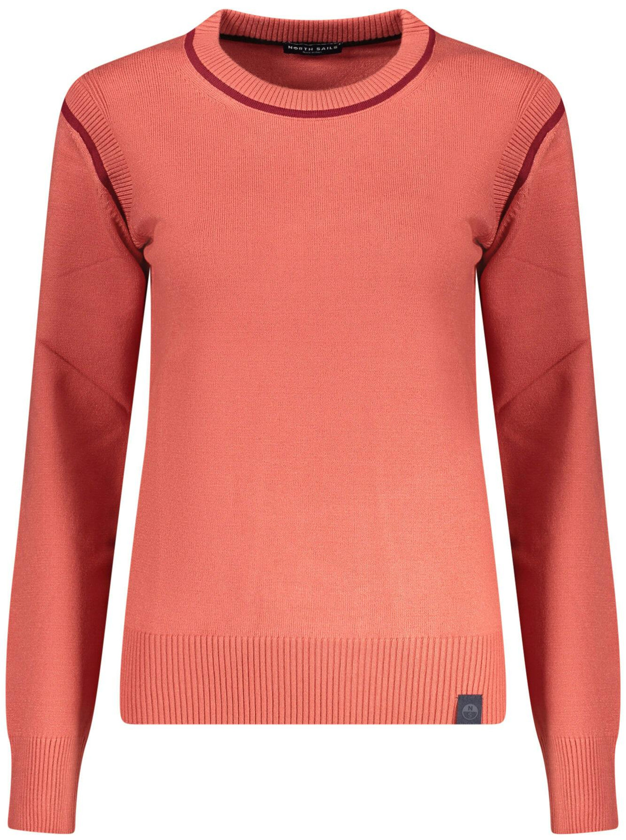 Knit sweater with round neck and contrasting details
